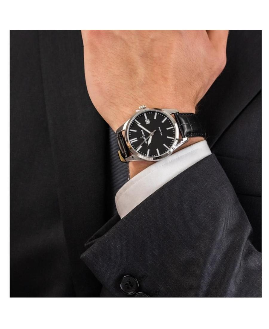 JACQUES LEMANS Men Analog Quartz Casual Watch Classic Dress Black Dial Waterproo