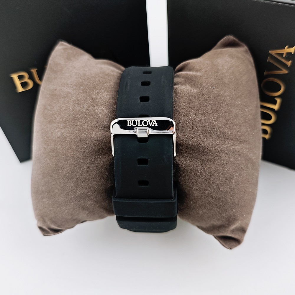 Bulova 98B258 Marine Star Blue Dial Black Rubber Strap Men’s 44mm Quartz Watch