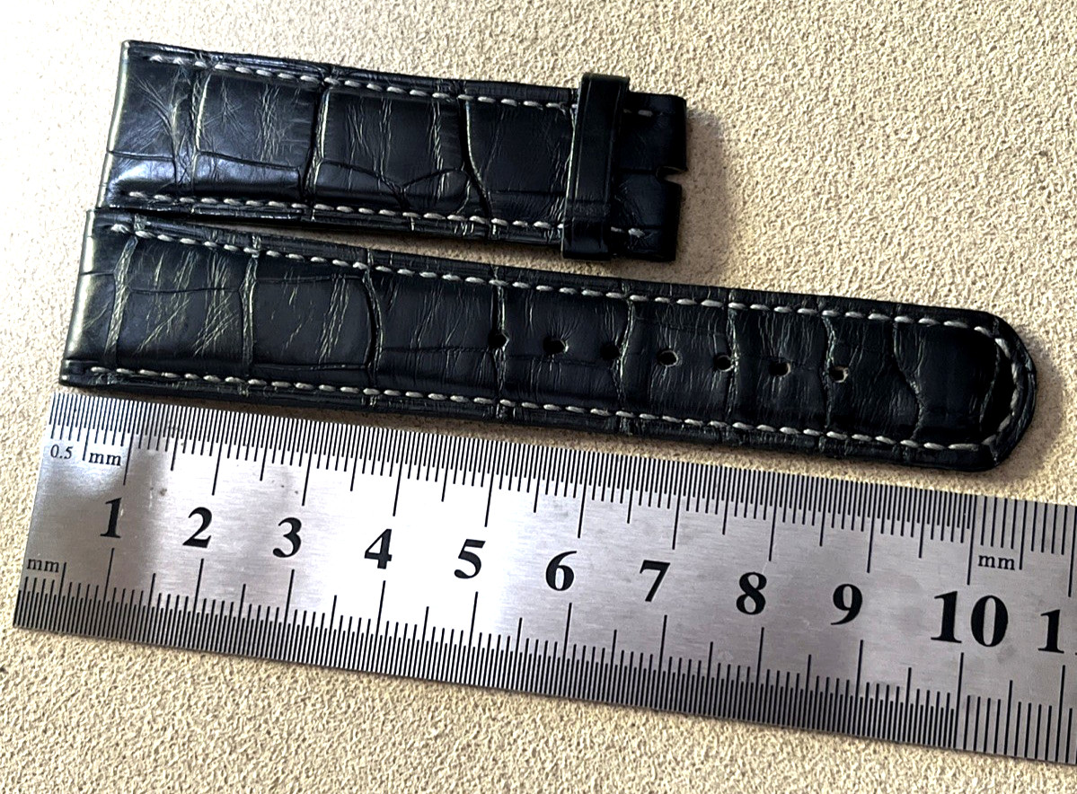 A. Lange & Söhne Watch Strap 20 x 18 Matt Dark Charcoal Gray Crocodile Authentic