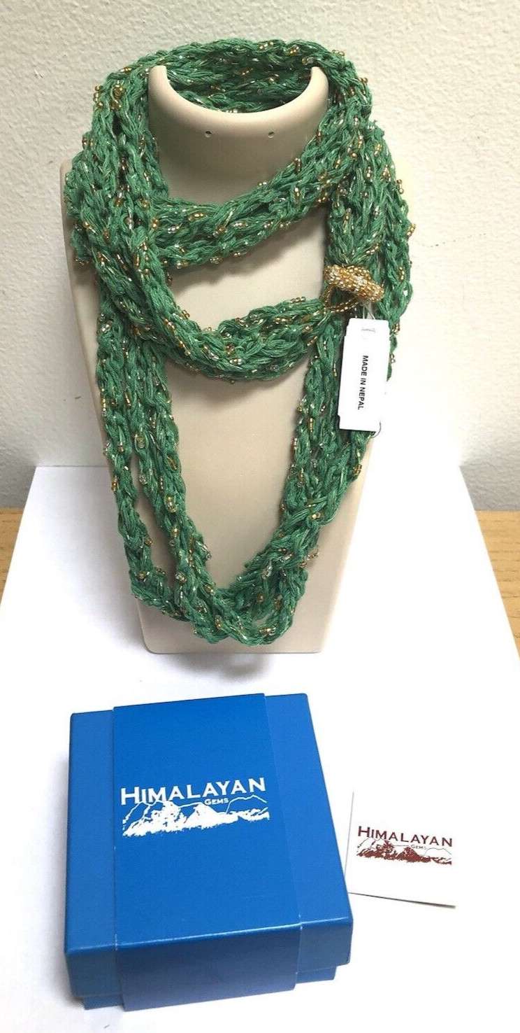 HIMALAYAN GEMS/ANDREW STONE for HSN Himalayan Gems Green Beaded Potay Necklace