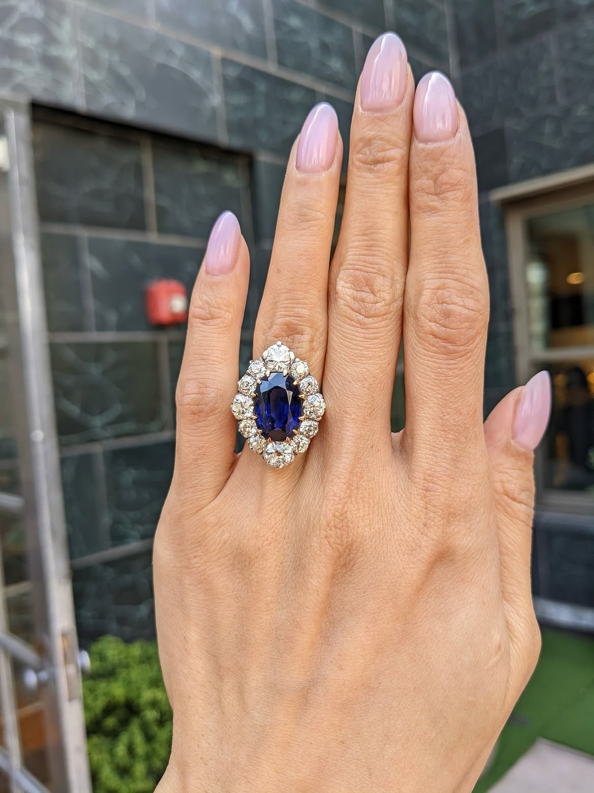 6.50 Ct Natural Blue Sapphire & Diamond Real 14k White Gold Bridal Gift 6 7 8