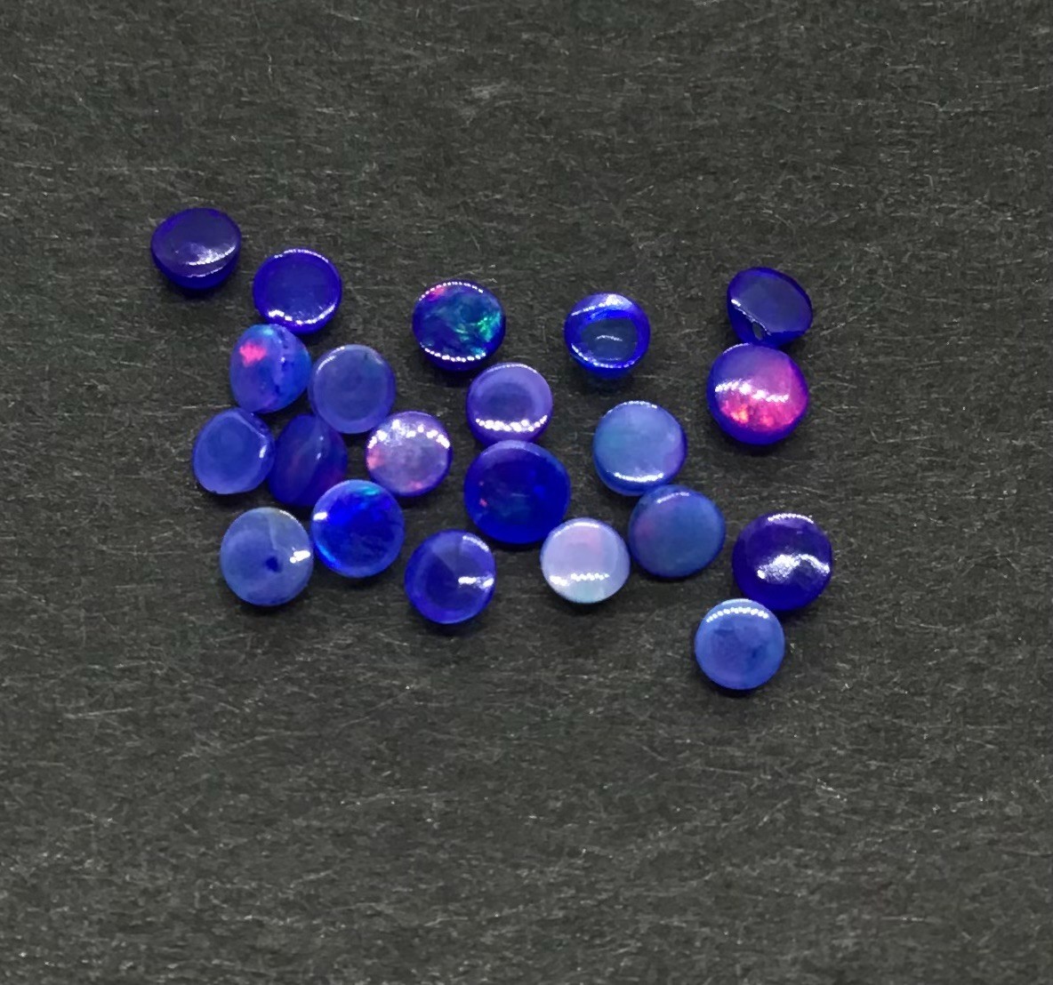 Natural Ethiopian Blue Opal Fire Round Flat Back AAA Loose Gemstone For Jewelry