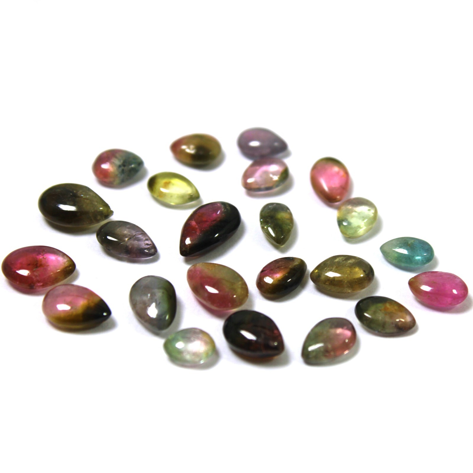 15 Carat Natural Smooth Watermelon Bi Color Briolette Pear Shape 23 Piece Lot