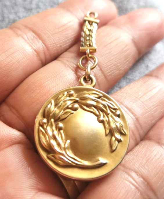 Antique Victorian 10K Gold Nouveau Locket- 14K Gold Filled “Y” Drop Short Chain