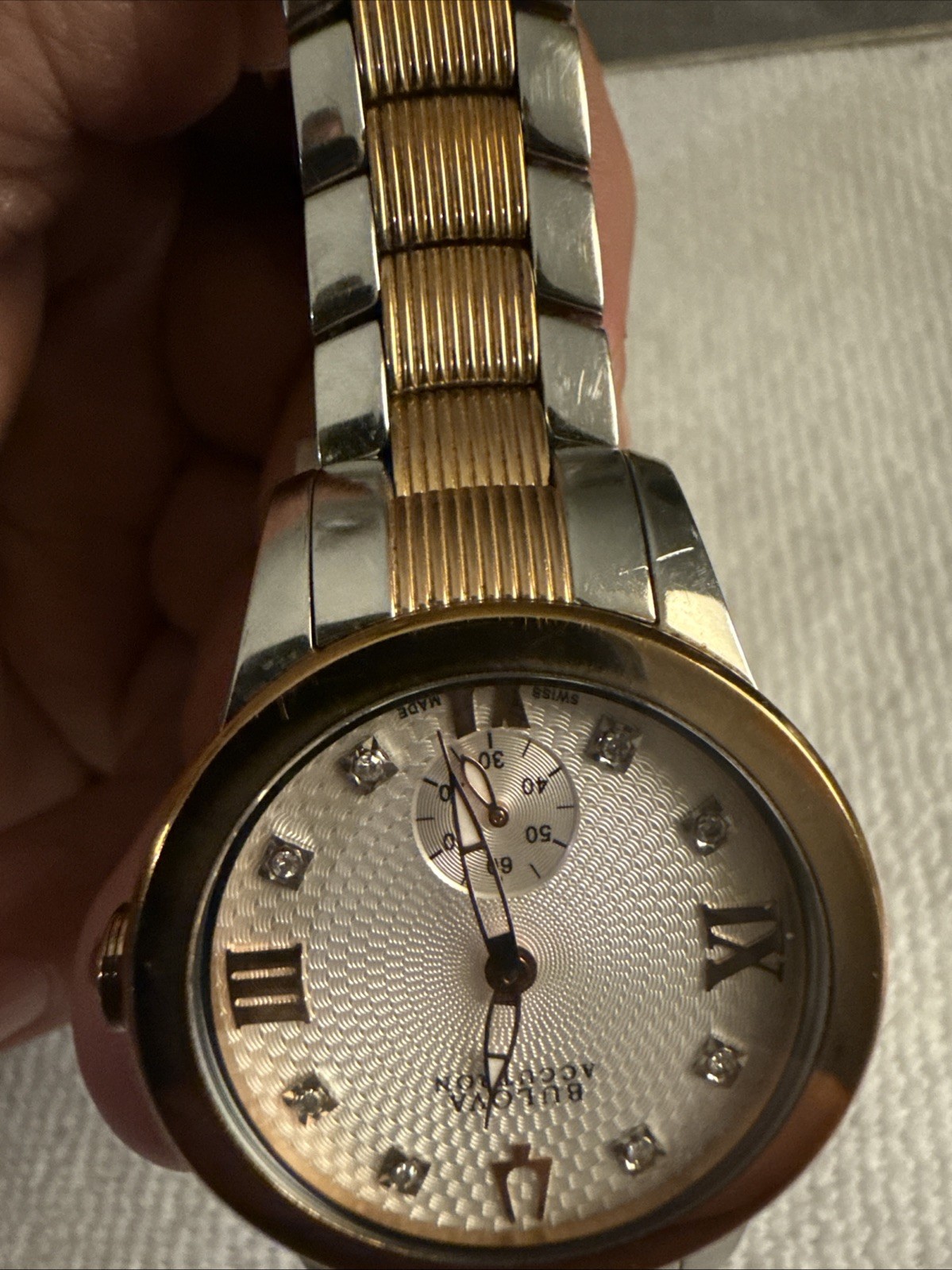 Swiss Made Bulova Accutron 65P100 Masella Diamond Accented Two-Tone Ladies Watch