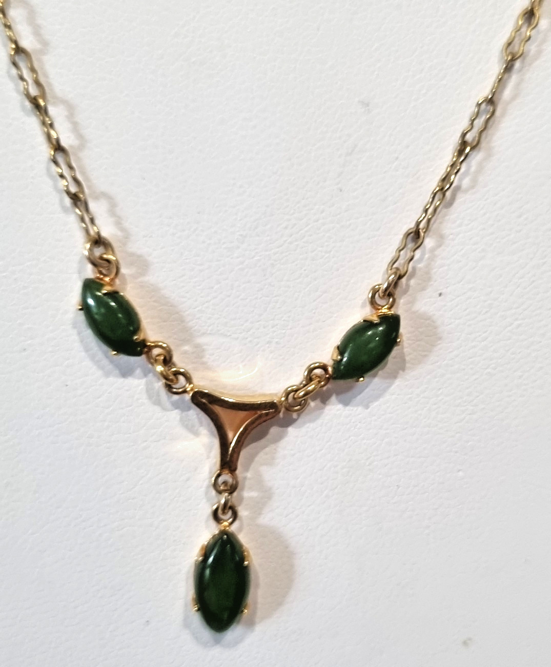 Vintage Rare Collectible c1940s -50s ART 12k gold fill Real Jade Necklace Video