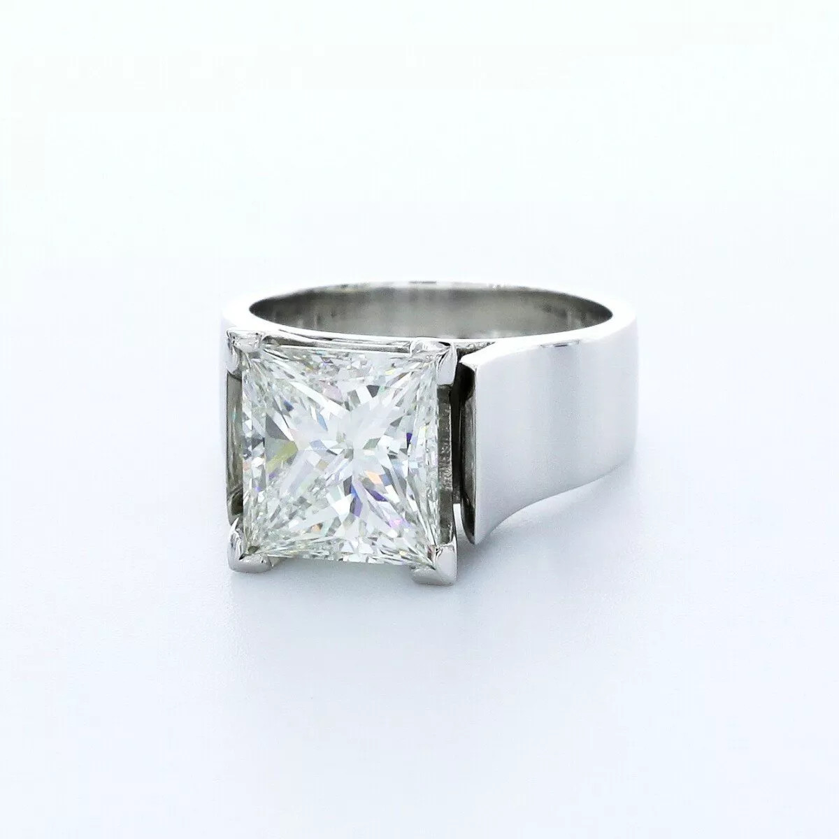 Solitaire Engagement Ring Platinum 4.03 Carat Princess Lab-Grown Diamond G SI1