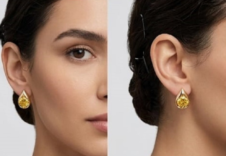 4ct Round Simulated Yellow Sapphire Drop Stud Earrings 14k Yellow Gold Finish