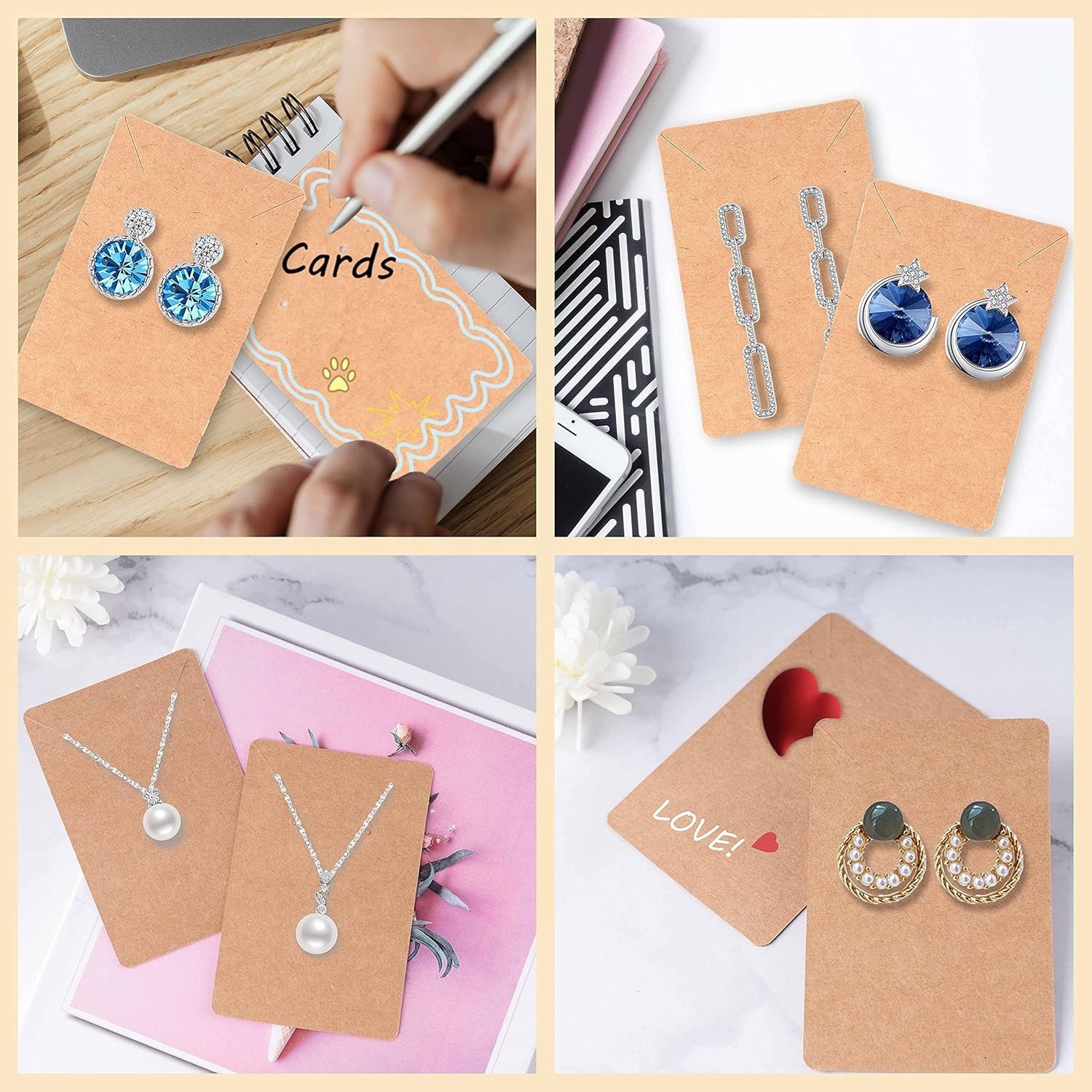 100 Earring Display Cards with 200 Backs & 100 Bags – Perfect for Every Occasion