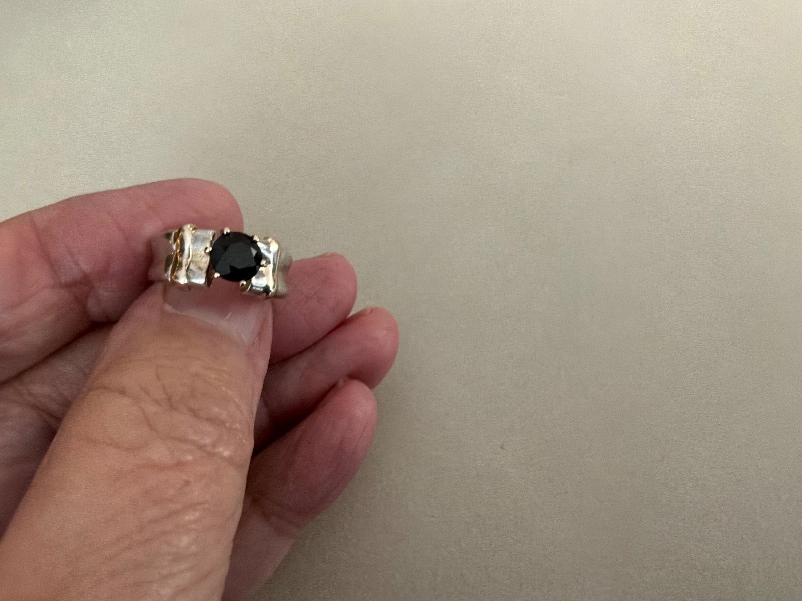 Vintage Purple Spinel Sterling Silver & 14k Yellow Gold Band Ring 1970’s