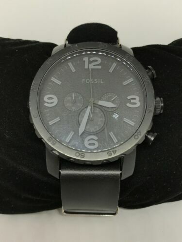 Fossil JR1354 Nate Chronograph Men’s Black Leather Analog Dial Quartz Watch Y56