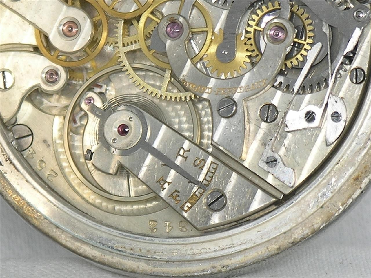 VINTAGE 51MM 17 JEWEL GIRARD-PERREGAUX CHRONOGRAPH SILVER POCKET WATCH, RUNNING!