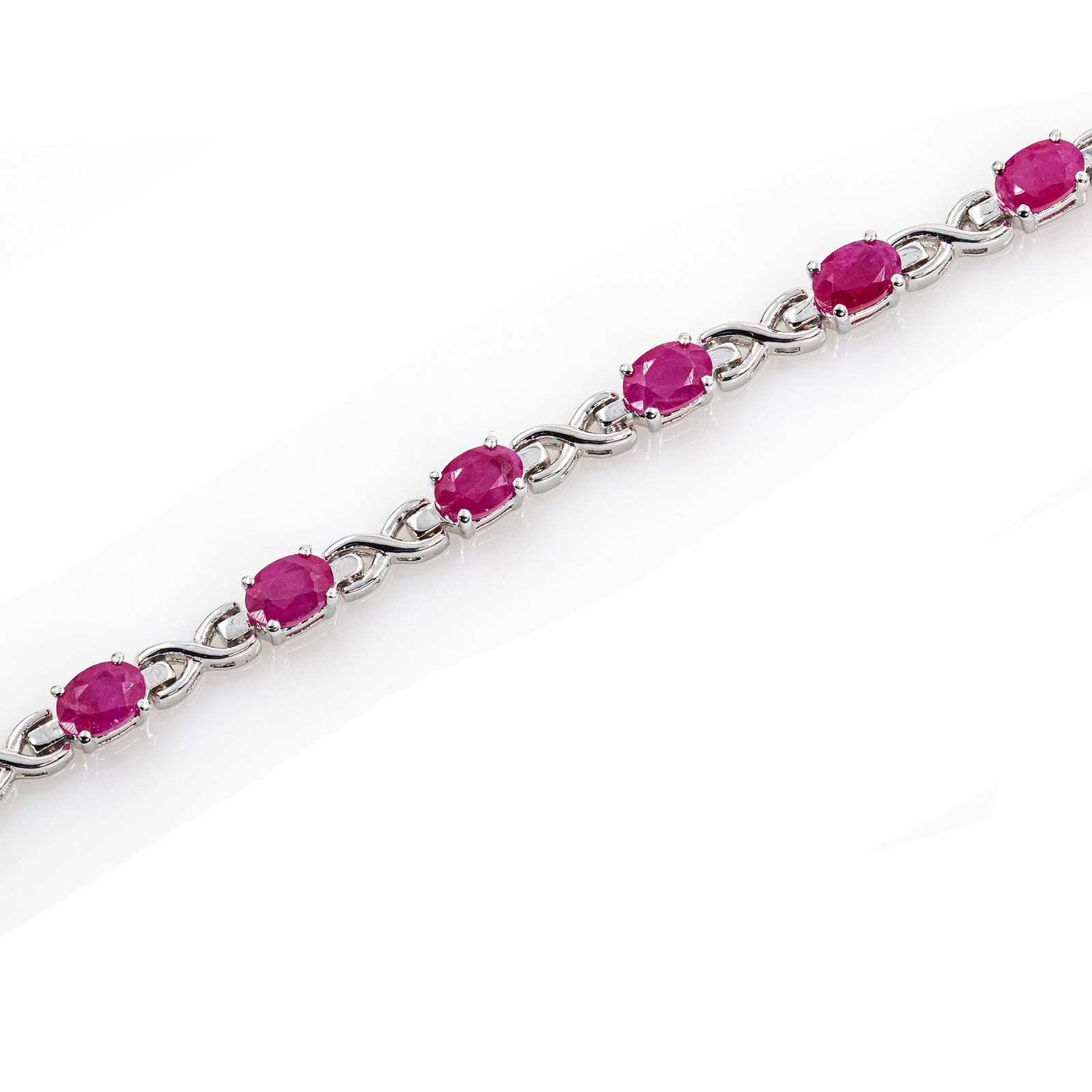 925 Sterling Silver Ladies Bracelet Genuine Ruby Gemstones AAA 18cm Jewellery Piece