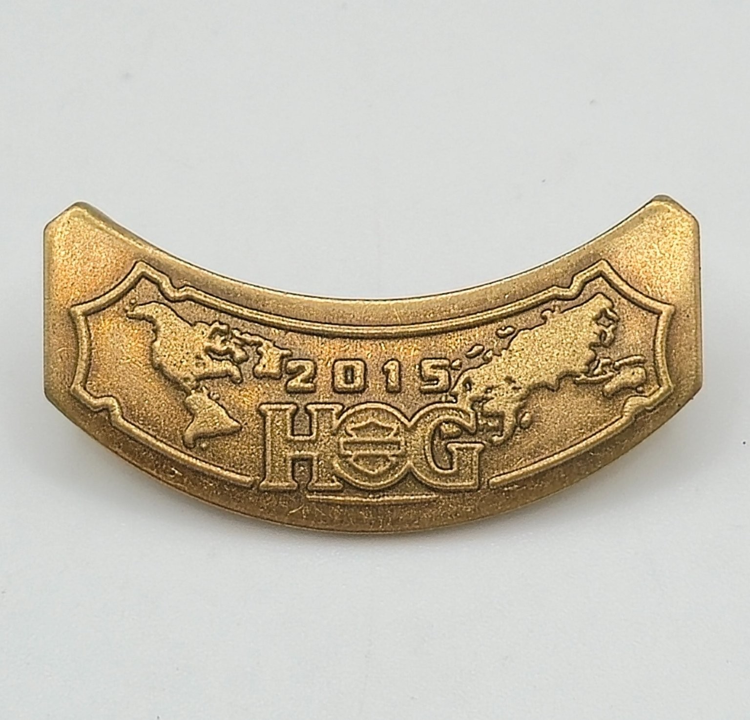 Harley-Davidson HOG Lapel Pin 1.5″ 2015 World Map Brass Tone Collectible