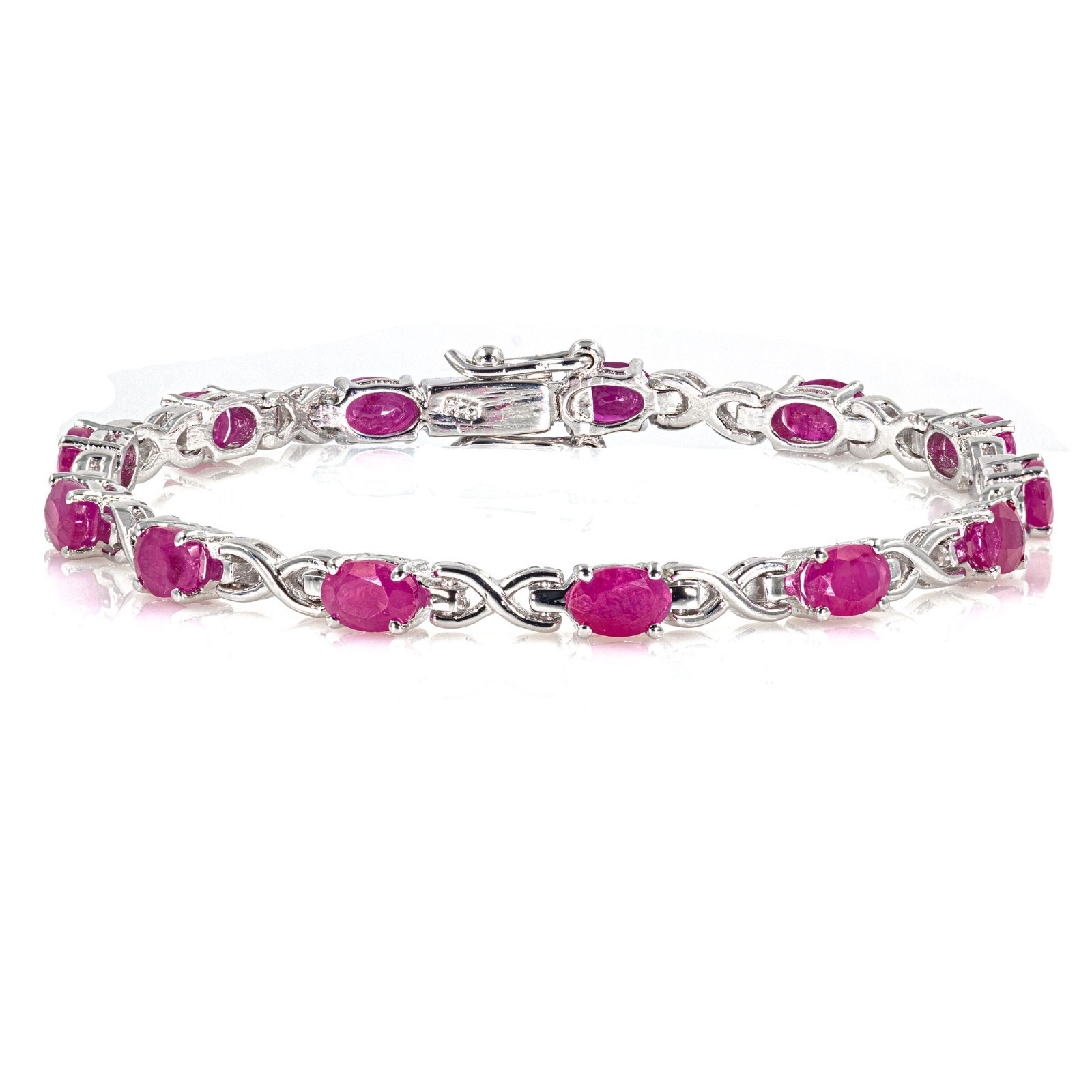 925 Sterling Silver Ladies Bracelet Genuine Ruby Gemstones AAA 18cm Jewellery Piece