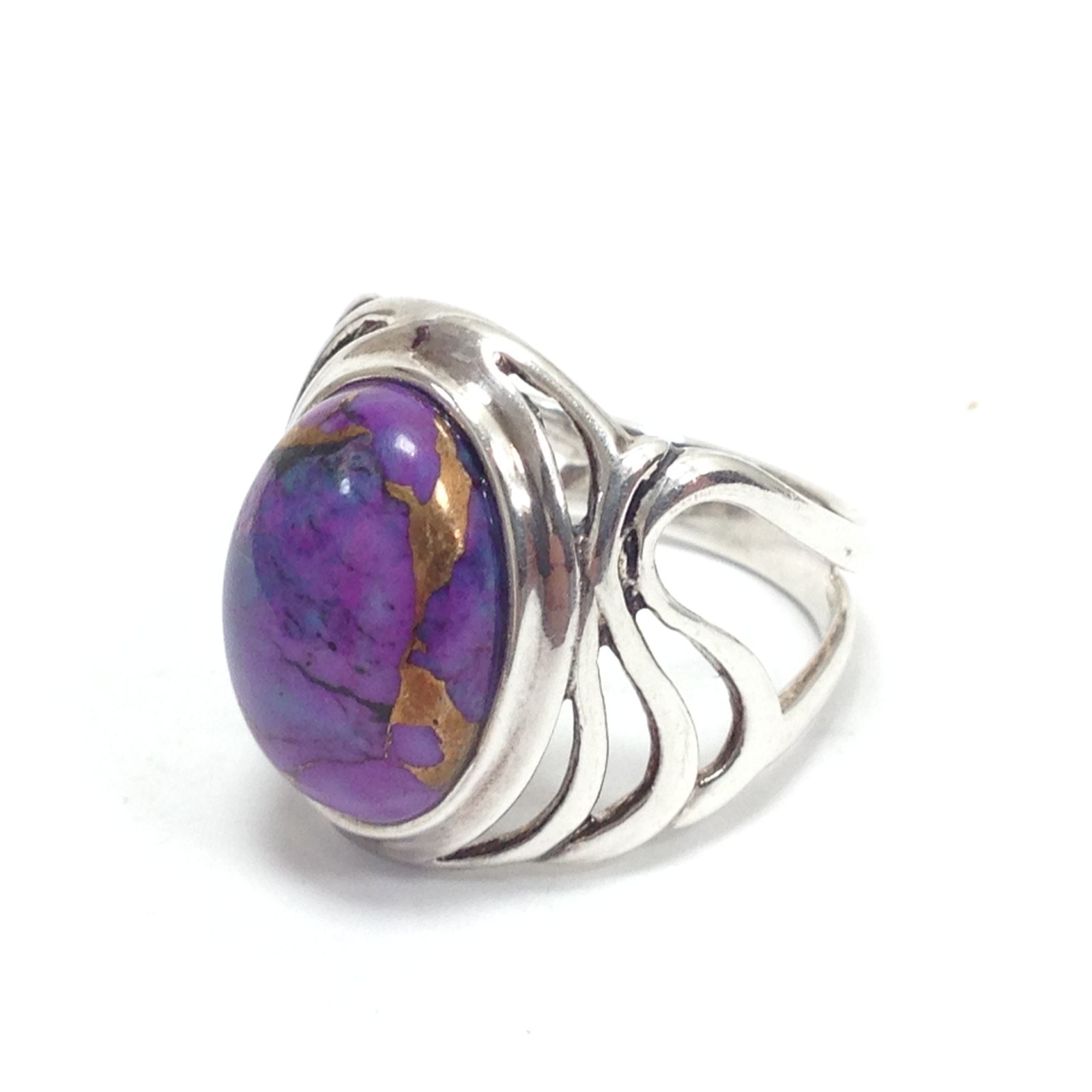 BBJ Bangkok Ratnaraj 925 Sterling Silver Purple Copper Turquoise Ring Size 6