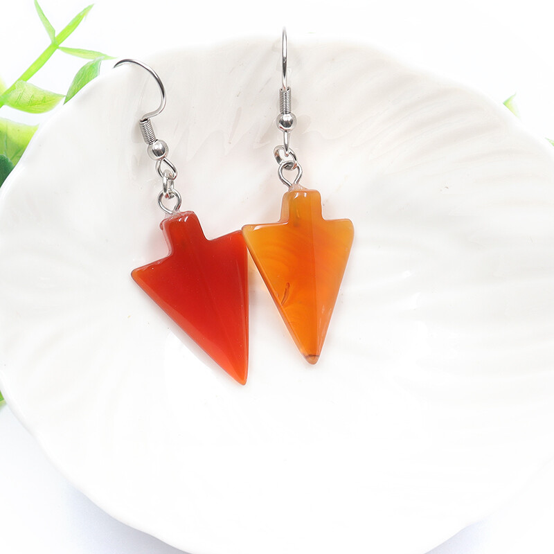 Wholesale 12Pair Natural Gemstone Arrow Earrings Healing Crystal Charm Pendant