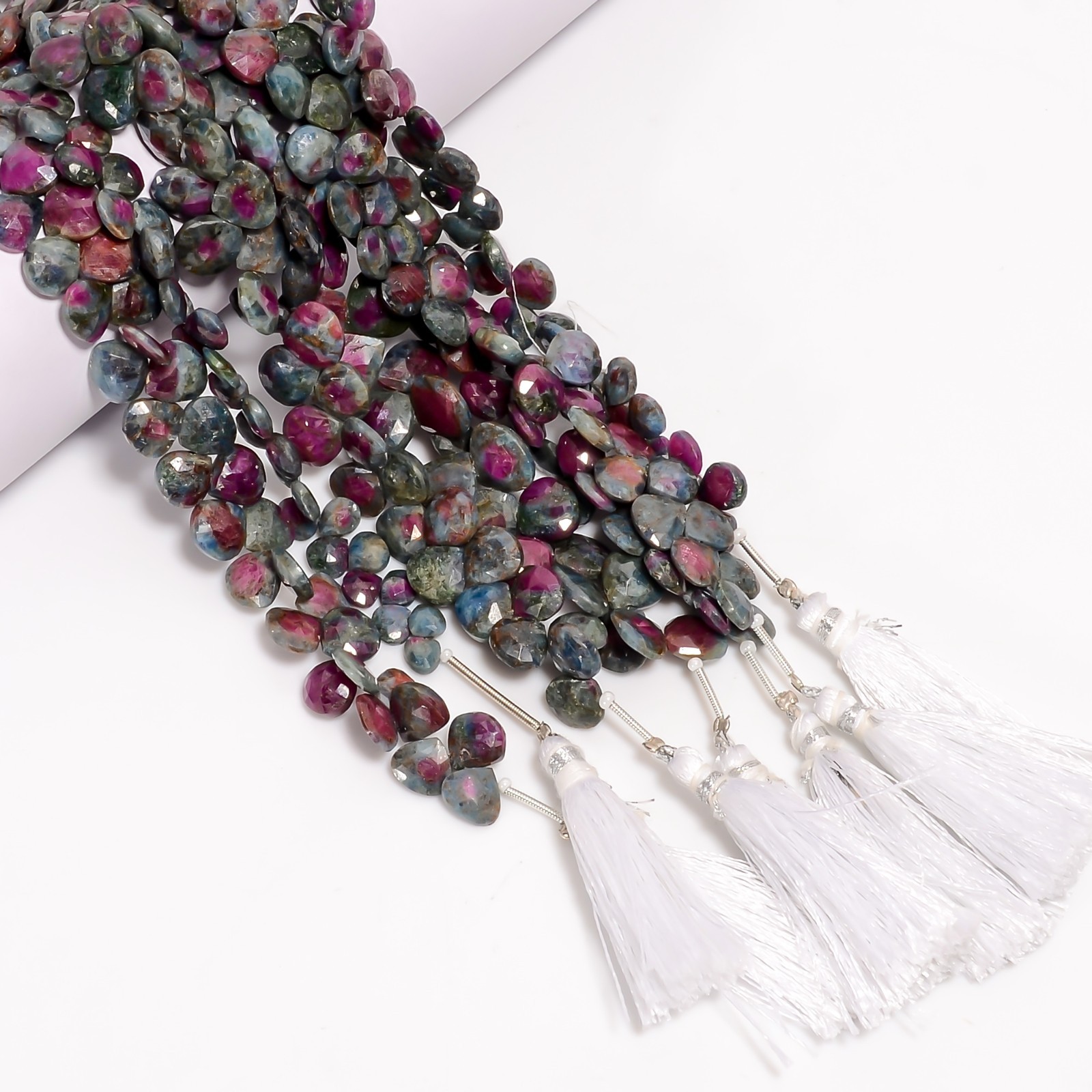 Natural Ruby Kyanite Faceted Heart Shape Beads, Ruby Kyanite Heart Gemstone B 43