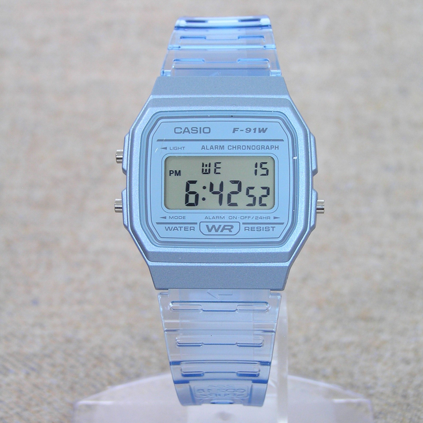 UK STOCK CASIO F-91WS-2JH Japan Exclusive Digital Watch Clear Blue Import Model