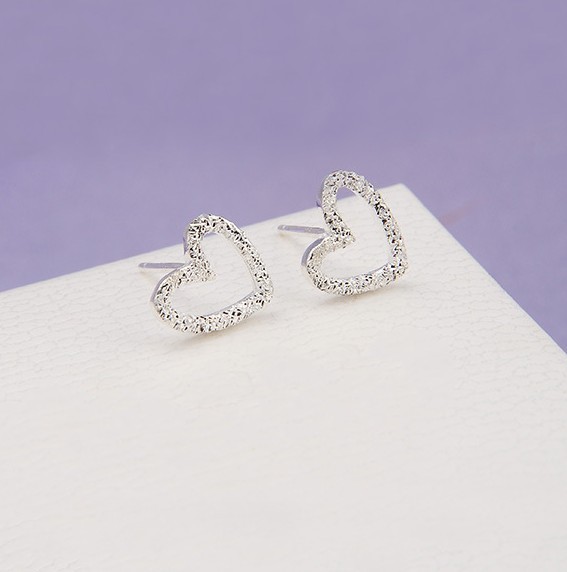925 Sterling Silver Heart Post Stud Earrings Gift Women Girl PE18