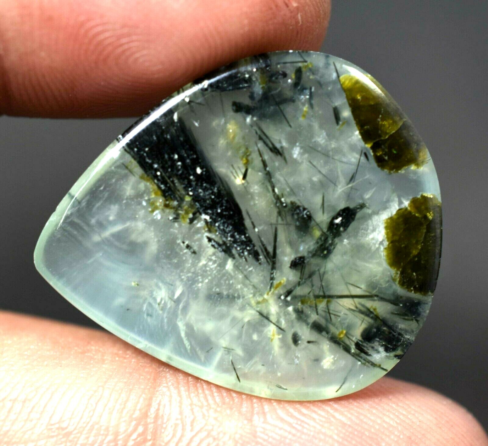 31.65 Ct Natural African Green Prehnite Untreated Cabochon Loose Gemstone !!!