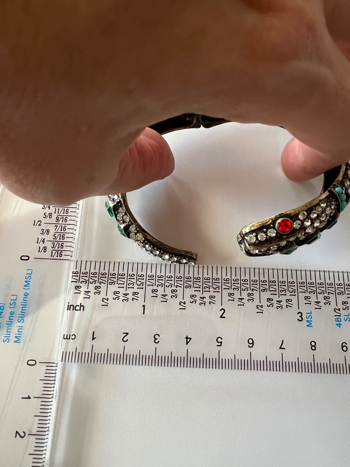 KJL SNAKE Bracelet Kenneth Jay Lane Emerald Ruby Crystal Victorian Egyptian Rev.