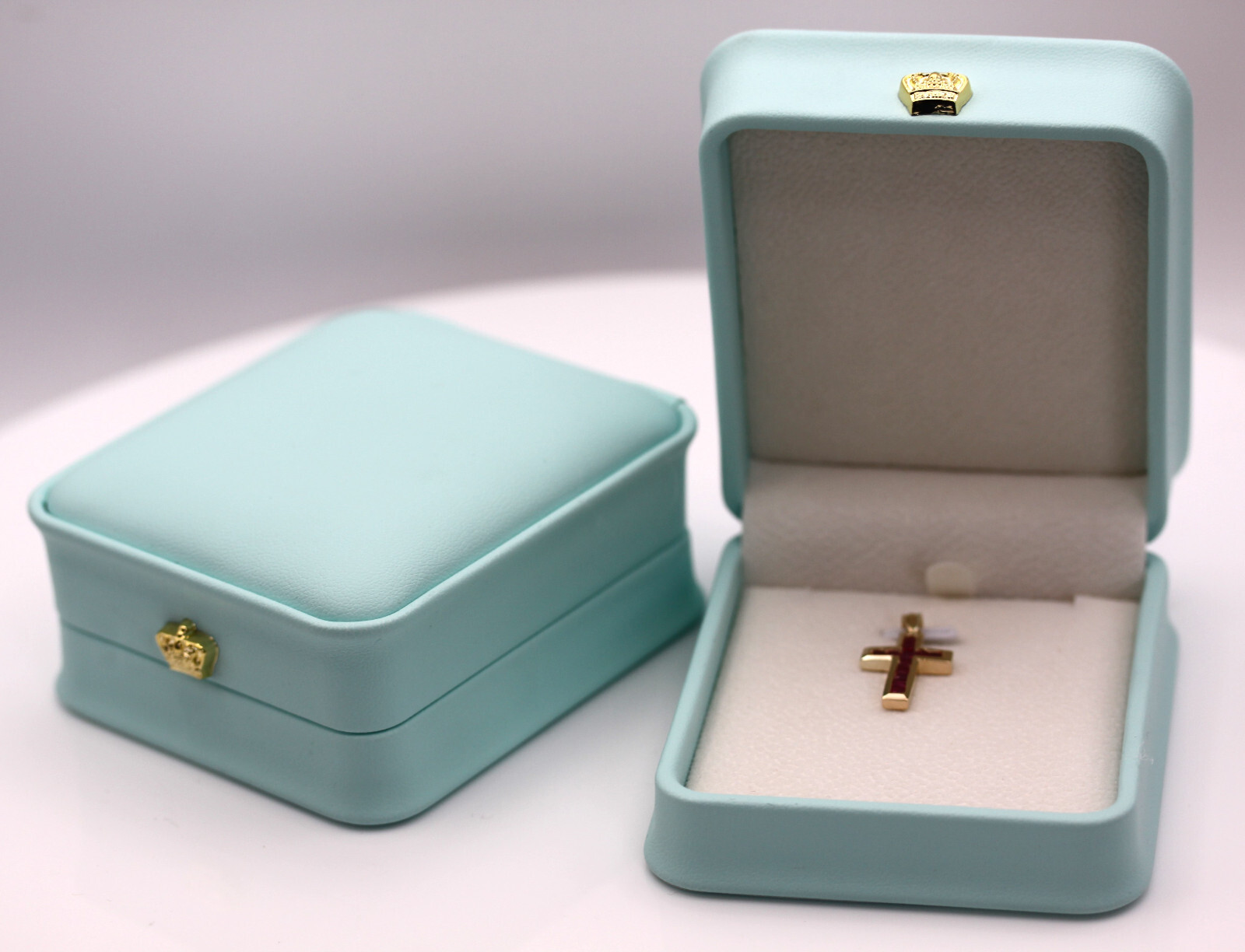 PU Leather Velvet Interior Tiffany Blue Color Jewelry Gift Pendant Earrings Box