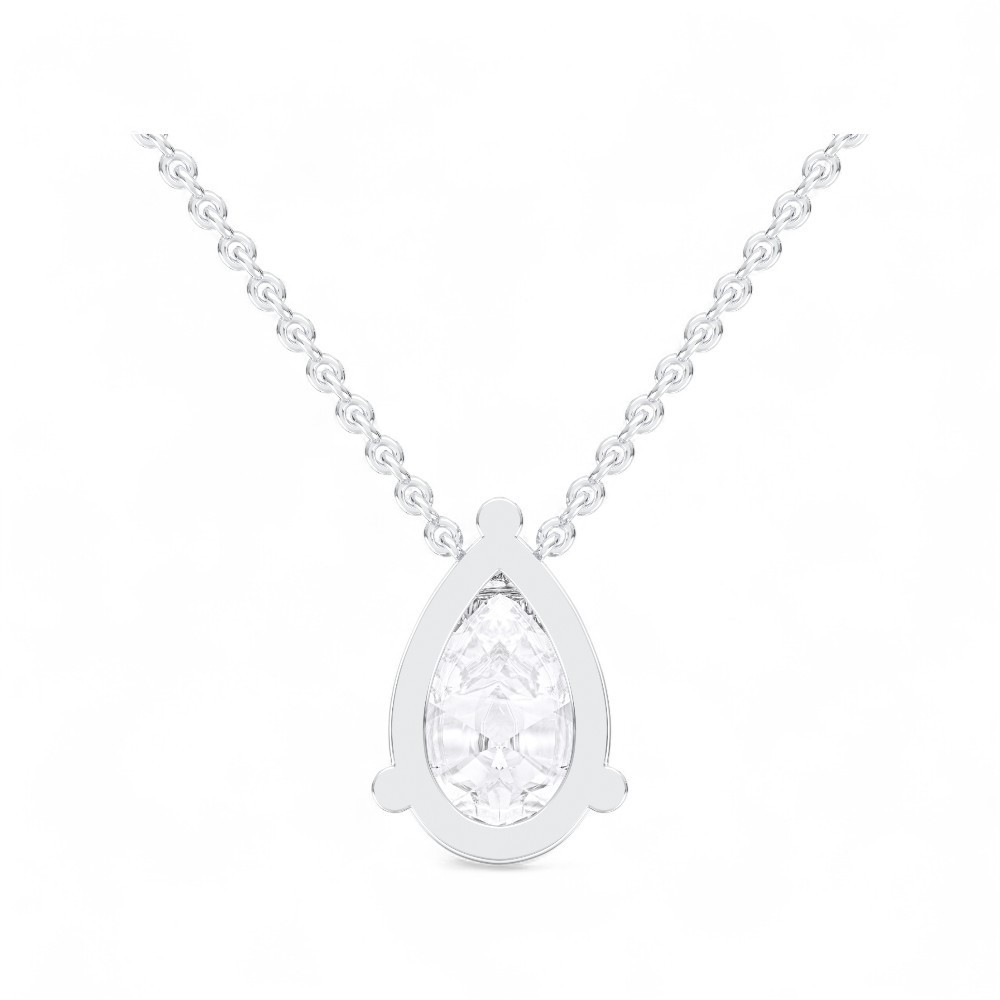 IGI Certified 1ct Pear Lab Created Grown Diamond Pendant Necklace 14k White Gold