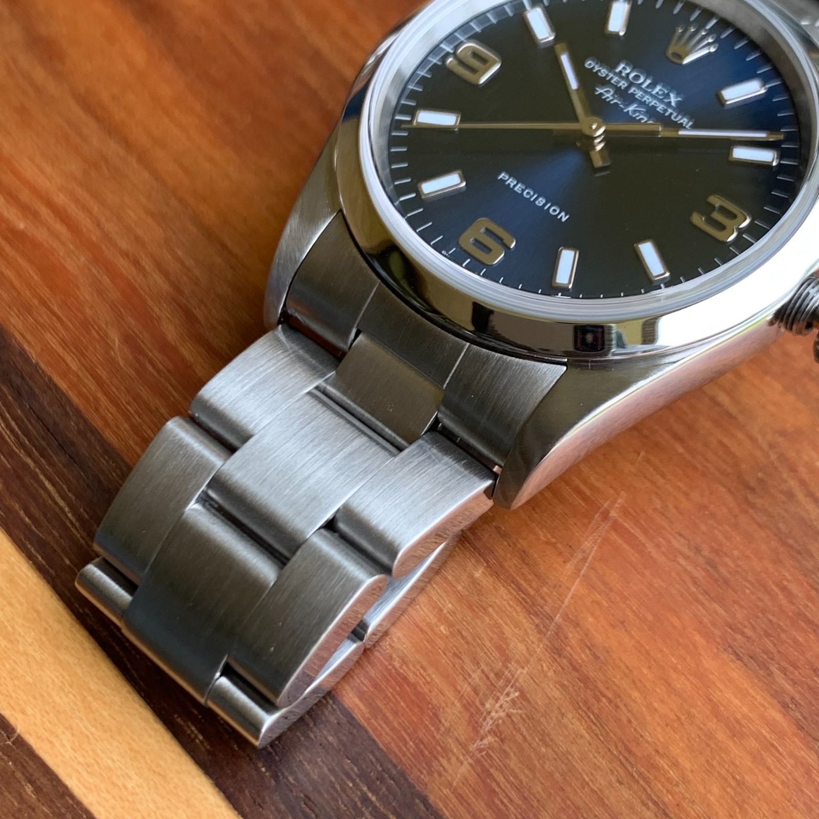 2004 Rolex Air-King Oyster Perpetual 14000M Blue Dial Automatic Watch – Mint