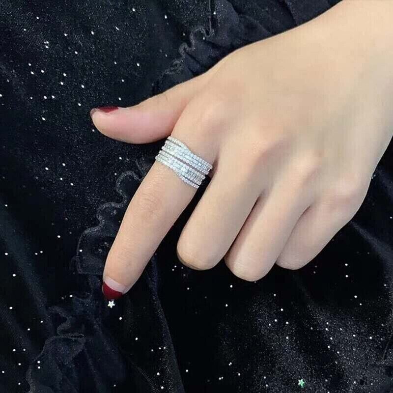 4.20Ct Lab Created Diamond Baguette Eternity Wedding Band 14K White Gold Plated