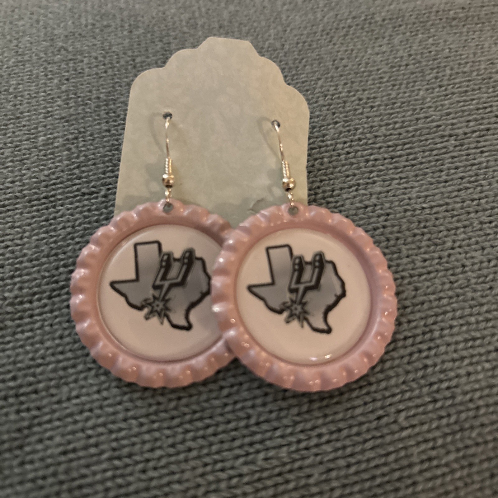 Spurs pink/white dangle handmade earrings beautiful sterling silver hooks
