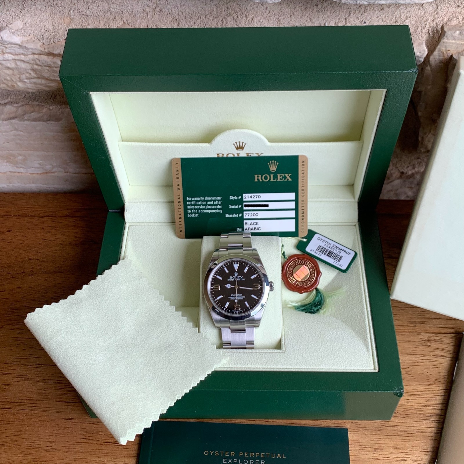 Rolex Explorer Ref. 214270 Automatic Oyster Perpetual Steel Watch – Box & Papers