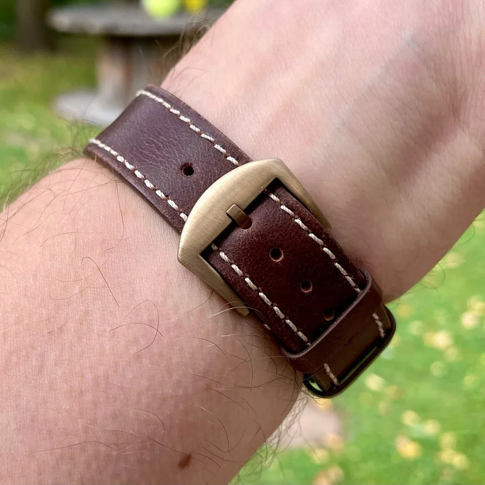 Pin Buckles Bronze 316L Stainless Steel Leather Strap Watch Clasp Men 18mm 20mm