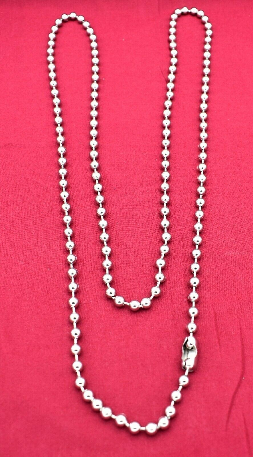 6MM 16″ TO 108 ” STAINLESS STEEL SILVER BALL CHAIN WITH A MILITARY CLASP