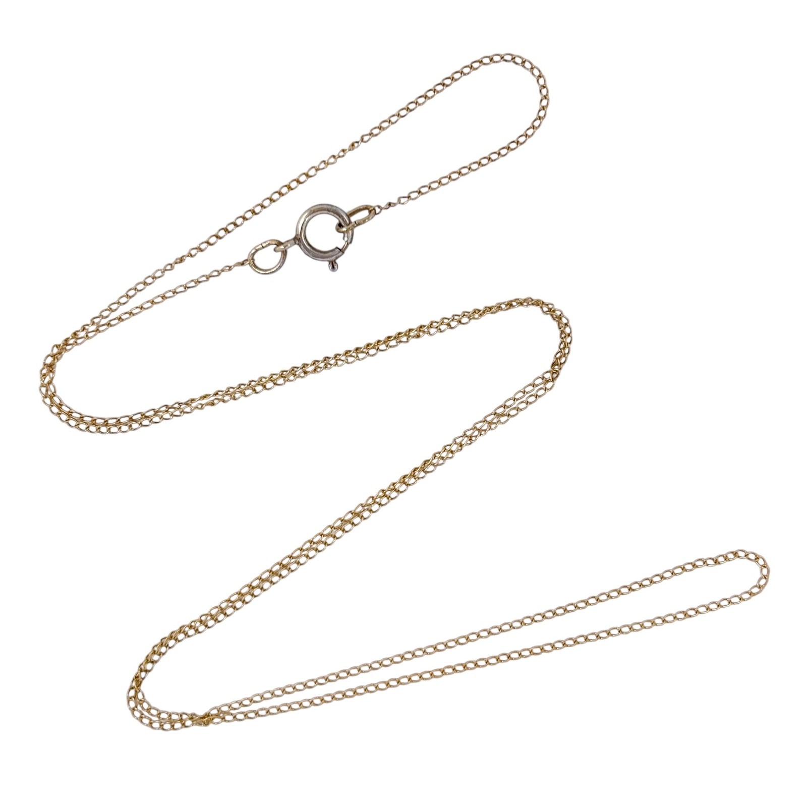 Vintage Gold-Tone Sterling Silver 925 0.9mm Curb Link Chain Necklace 18.5″