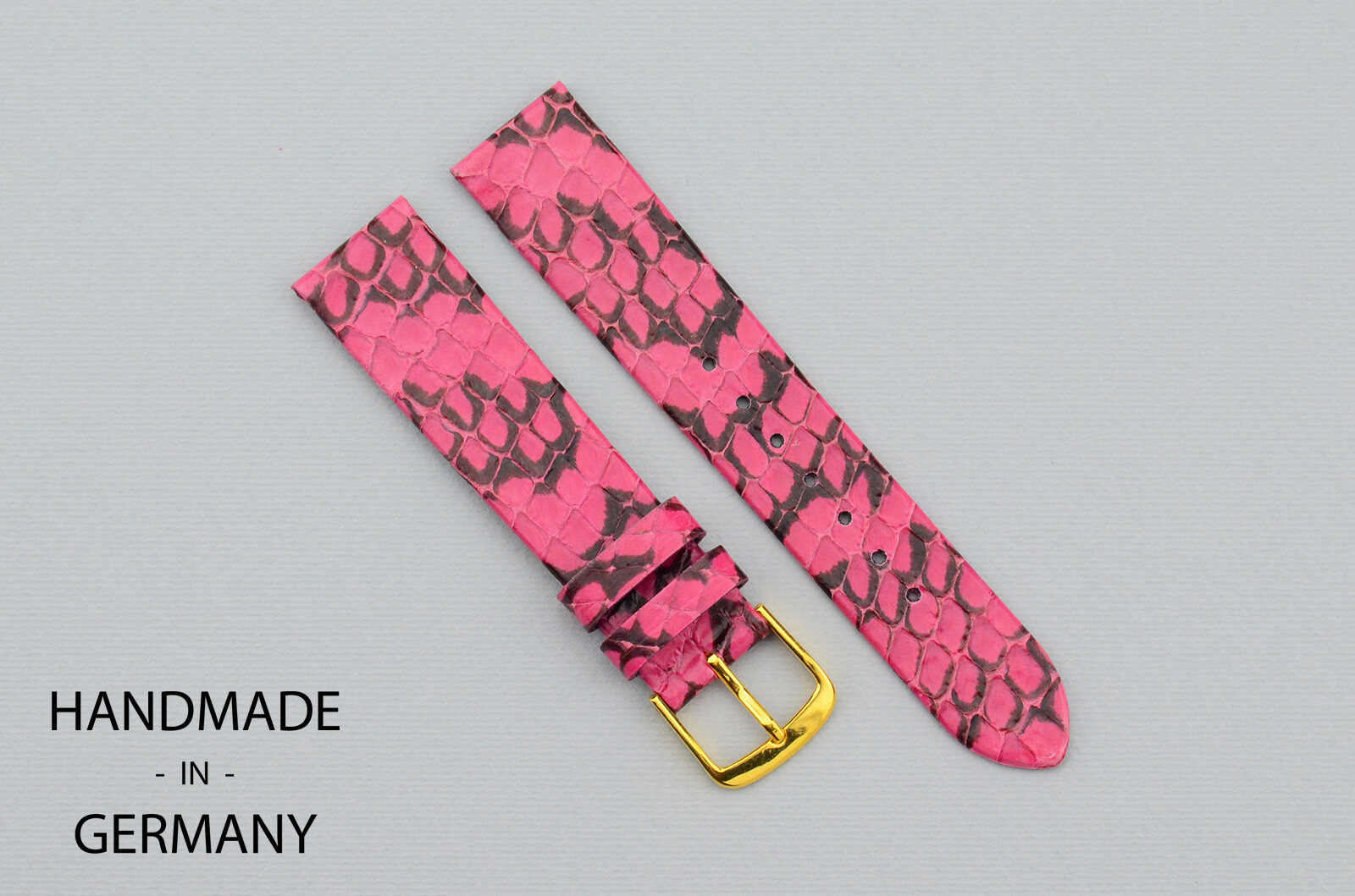 18mm / 16mm Graf Germany Genuine Leather Handmade Pink/Gray Watch Strap