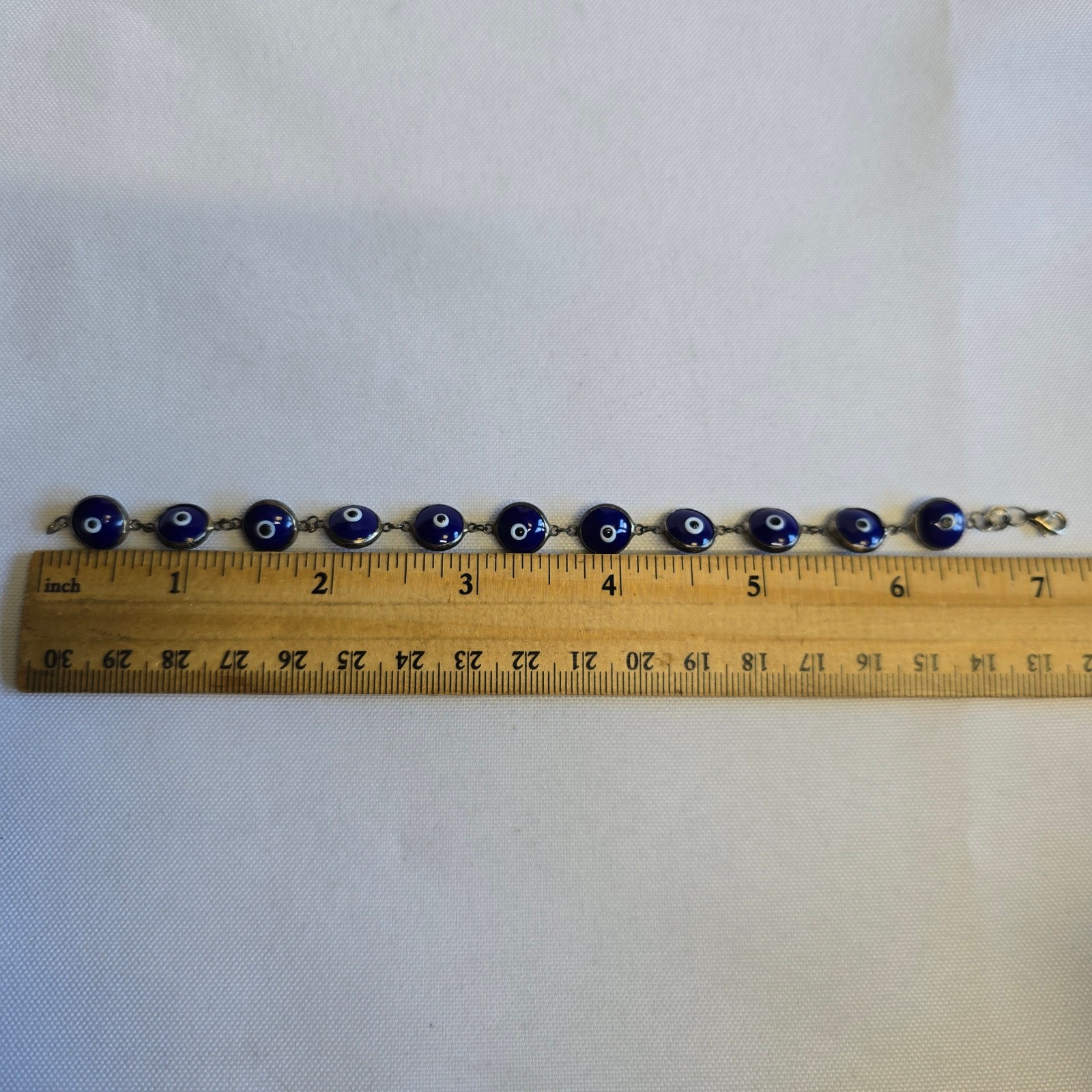Sterling Silver Evil Eye Bracelet 7.83g Fine Jewelry 7.25″ Lobster Clasp