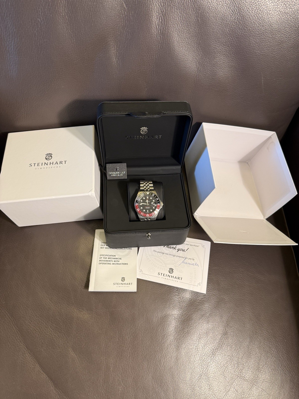 Steinhart Ocean One GMT Auto GMT Date Black Dial Red/Black Bezel 42mm 300m