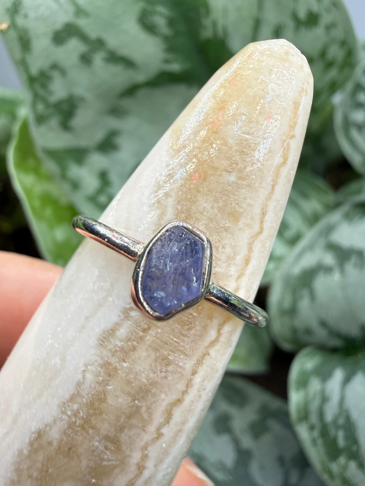 Natural Rough Tanzanite Ring Size 6 in .925 Sterling Silver