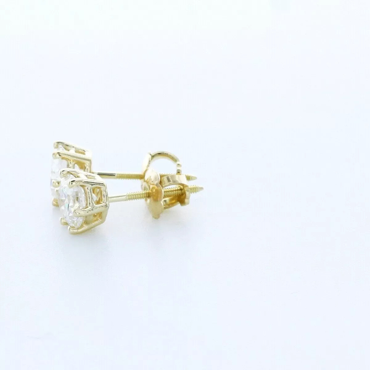 Stud Earrings Solid 14K White Gold Classic 1.01 CT Round Natural Diamond F VS2