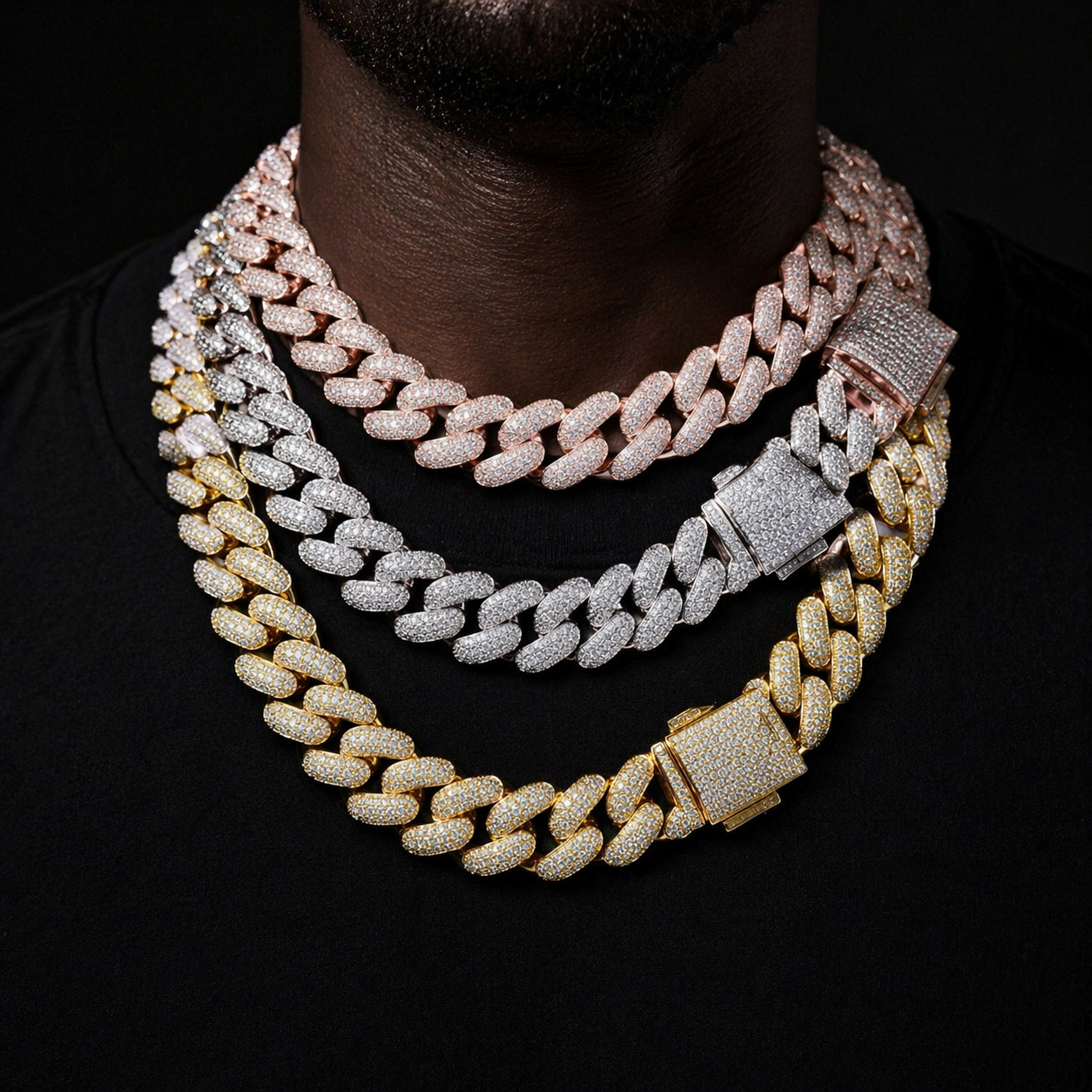 5AAA+ CZ Ice Out Hop Hip Bling Miami Cuban Chain 14k Real Gold Plated 32MM