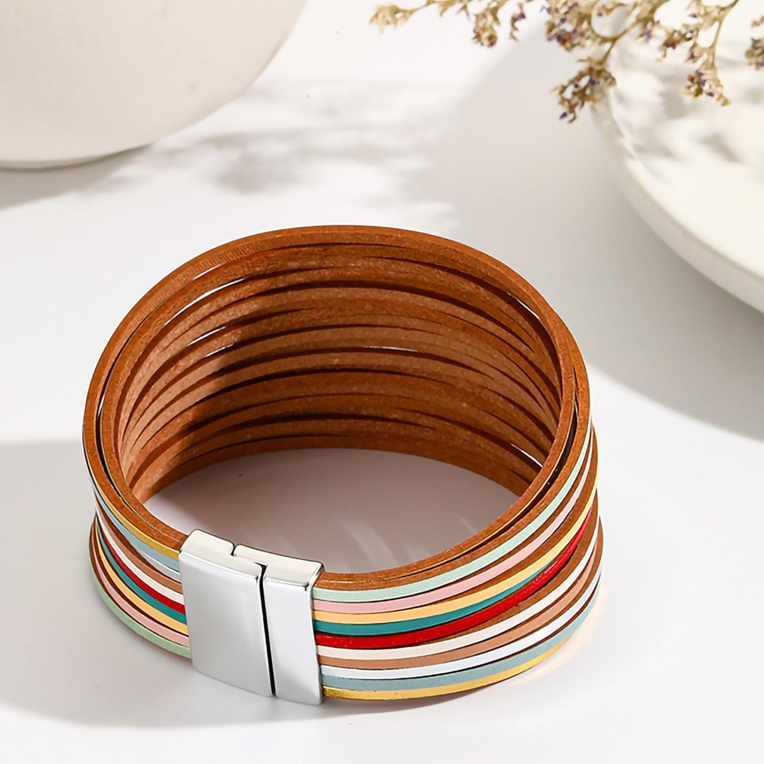 Leather Wrap Bracelets for Women, Boho Western Layered Jewelry | Layered Leather