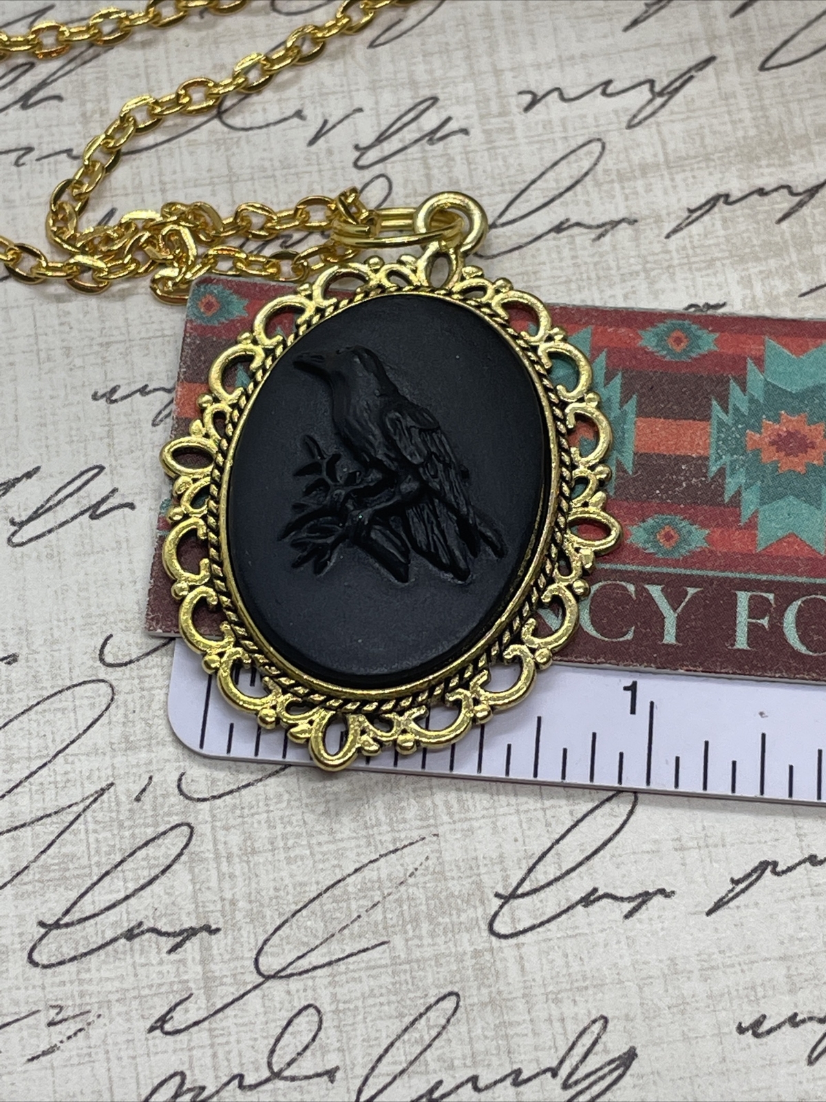 Black Crow Raven Gothic Steampunk Cameo Necklace Mens Womens Gift Wedding Gold T