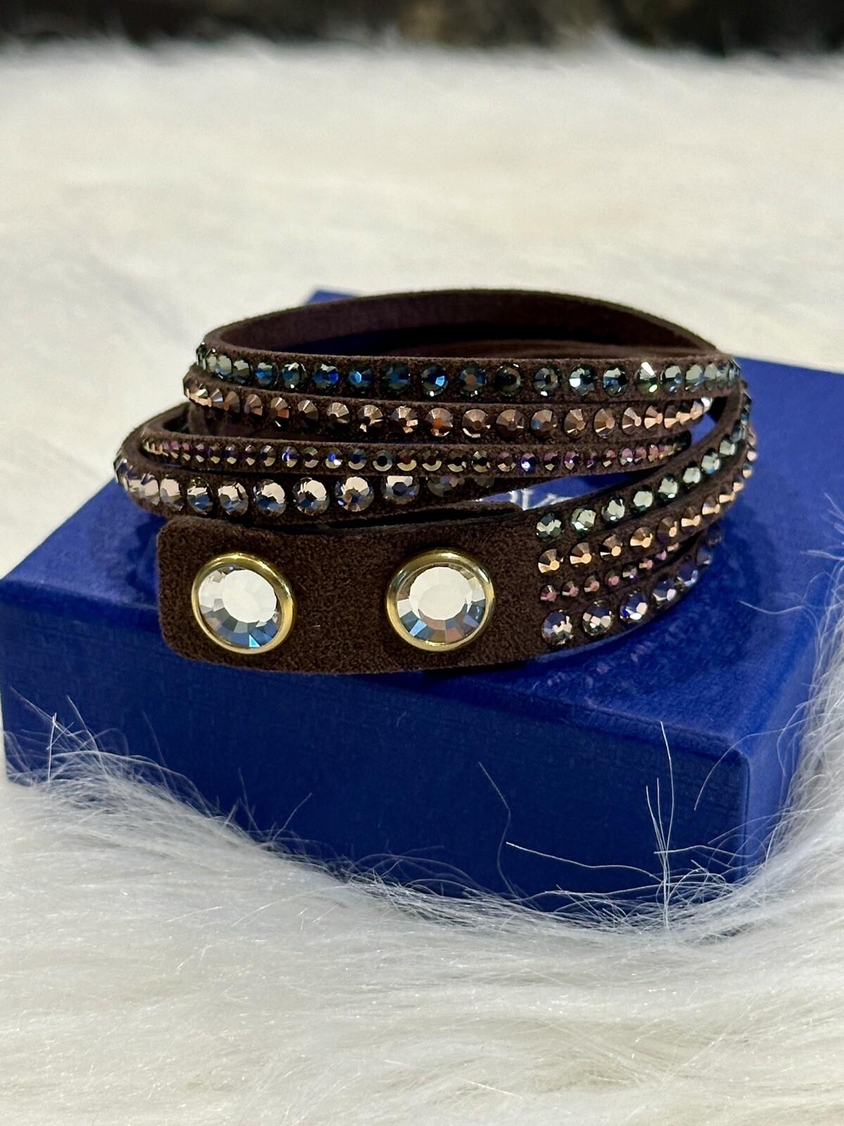 Swarovski Deluxe Slake Crystal Leather Wrap Bracelet, Choose Color (cc-104)