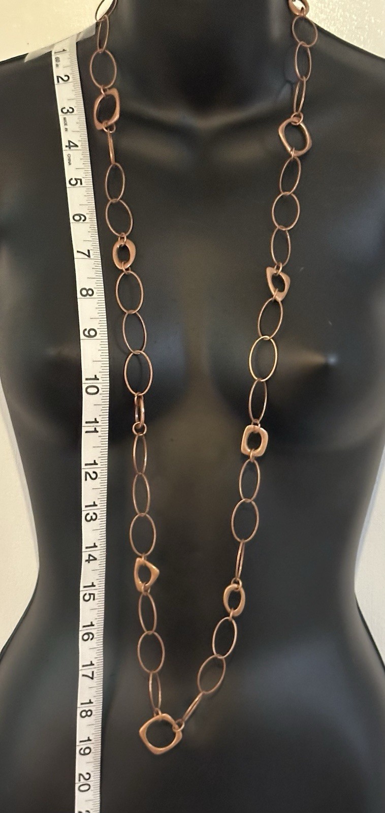 Copper Layered Link Chain Necklace approx. 38 in Toggle Closure No Stone