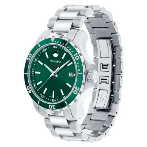 New Movado 800 Green Steel Men’s Watch 2600136 New In Box
