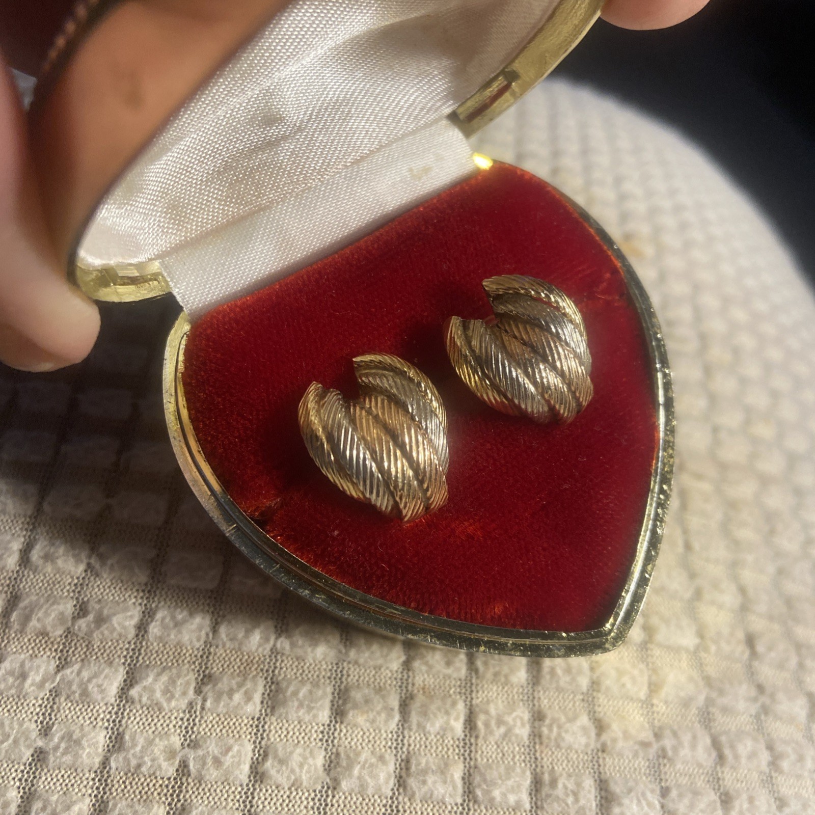 Vintage 14k Tri-Color Gold Twist Style Stud Earrings 2/3″ 2.98 Grams