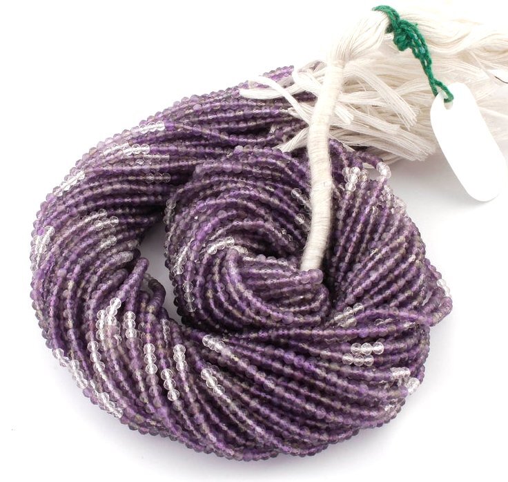 AMETHYST SHADED RONDELLE NATURAL 2MM FACETED GEMSTONE BEADS 12″INCH LOT 5 STRAND