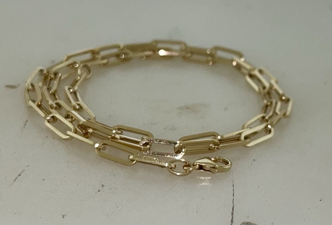 14k Yellow Gold Hollow Paperclip Women’s 16″ Inch Chain