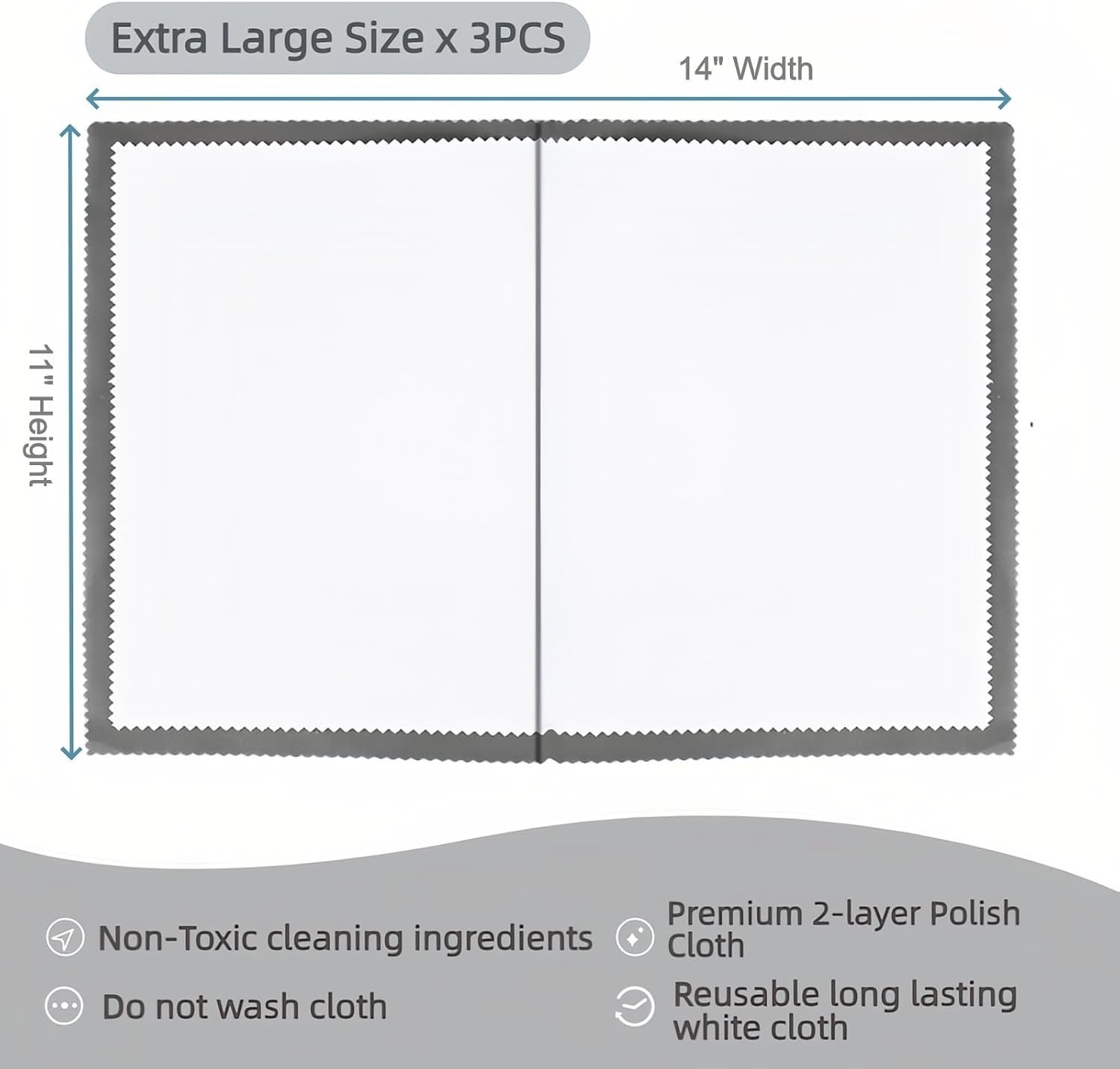 X-Large 3-Piece Silver Cleaning Cloth Set – Non-Washable & Durable Jewelry Care